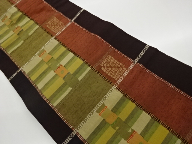 JAPANESE NAGOYA OBI / TSUMUGI / WOVEN ABSTRACT STRIPE
